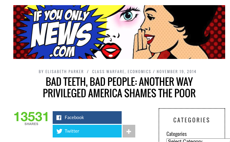 Screenshot with original Dental Care article with 13,531 shares.