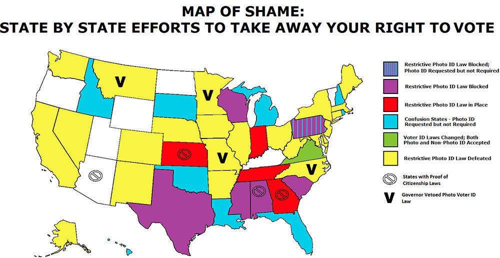 Map #9. Southernization of America: Voter ID laws by state.
