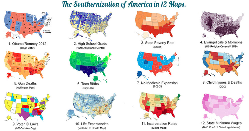 The southernization of America in 12 maps.