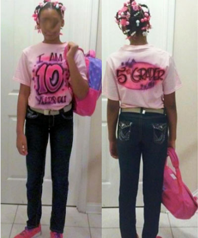Kevin Jones' disciplined via public shaming when he posted a Facebook photo of his daughter Janiya Jones with a T-shirt that saysI am 10 years old on the front, and 5th grader on the back.