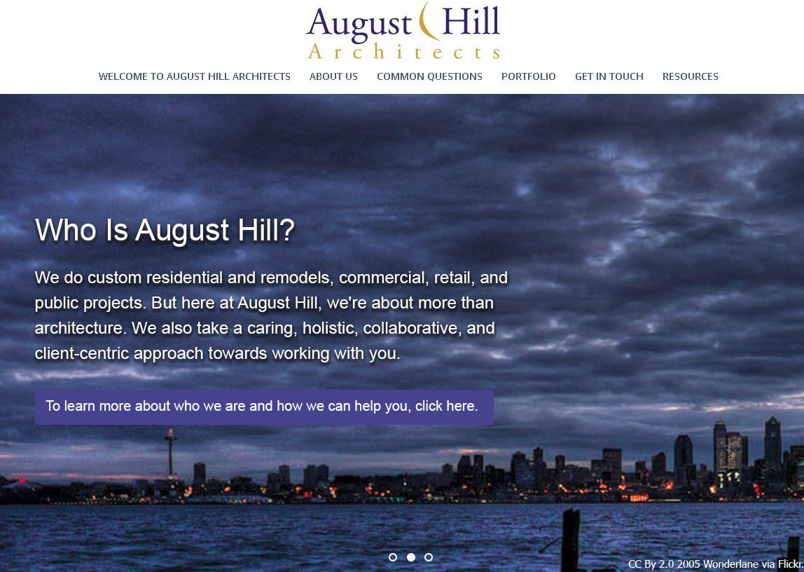 August Hill Architects - Second Slider on home page - Elisabeth Parker's portfolio.