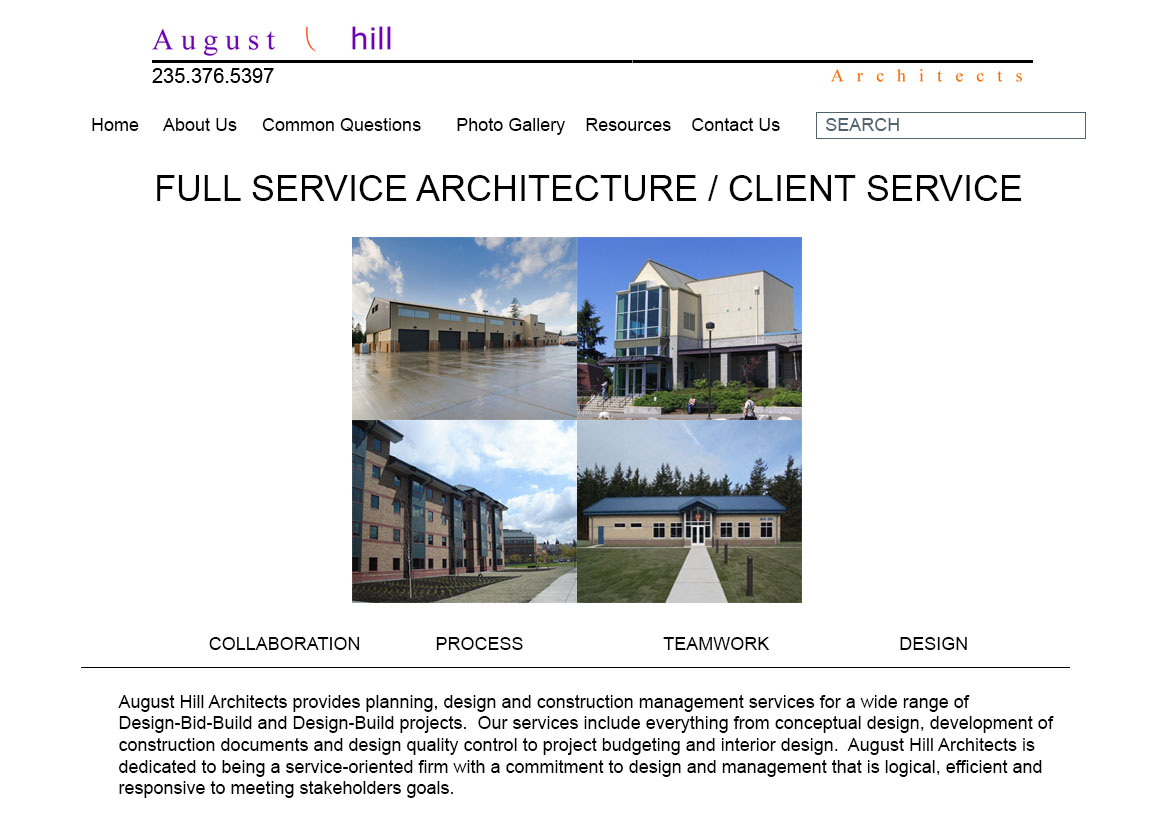 August Hill Architects website - Before.