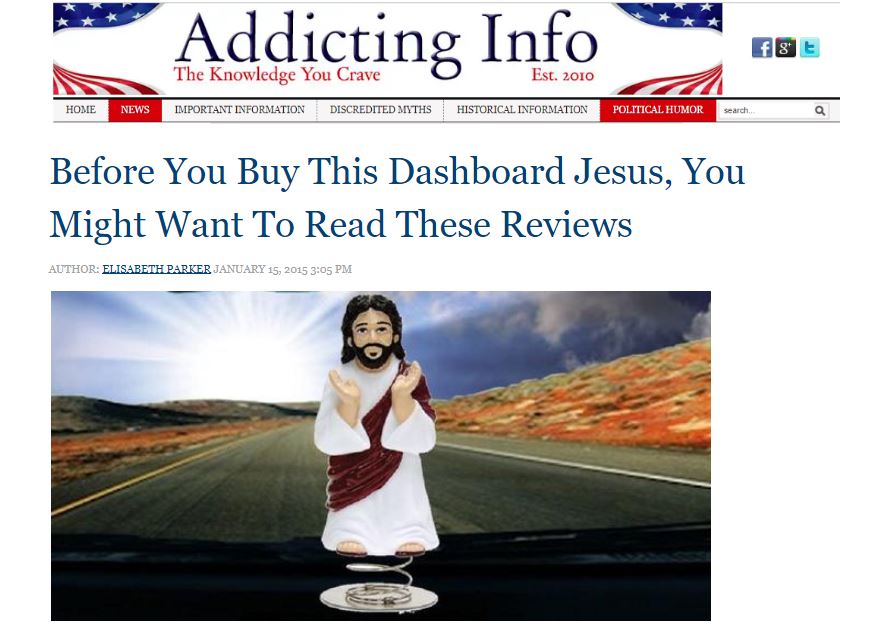 Screen capture for writing sample for Addicting Info: Before You Buy This Dashboard Jesus...