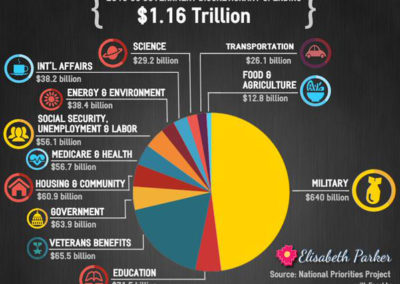 Pie chart with US government discretionary spending broken down by category.